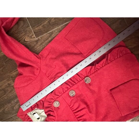 J CREW FIONA DARK PINK HERRINGBONE WOOL BLAZER JACKET SHORT RUFFLE COLLAR TRIM 2 - Picture 10 of 11